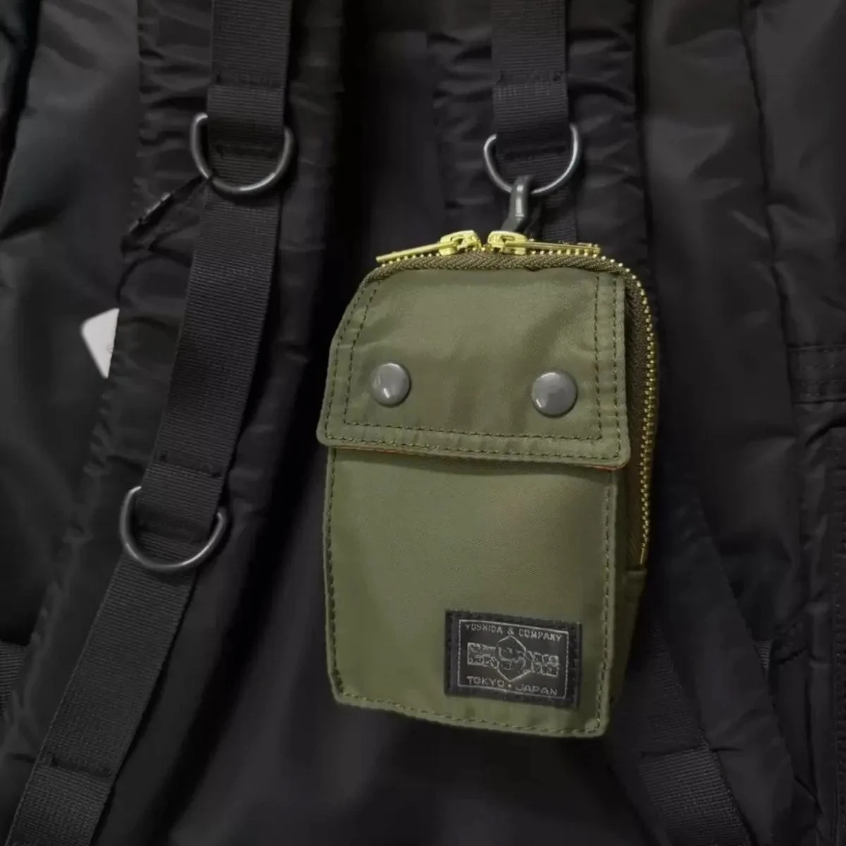 

Por Mini Hook Pouch Nylon Zipper Bag With Snap Button Portable Key Earbud Camera Case For Backpack