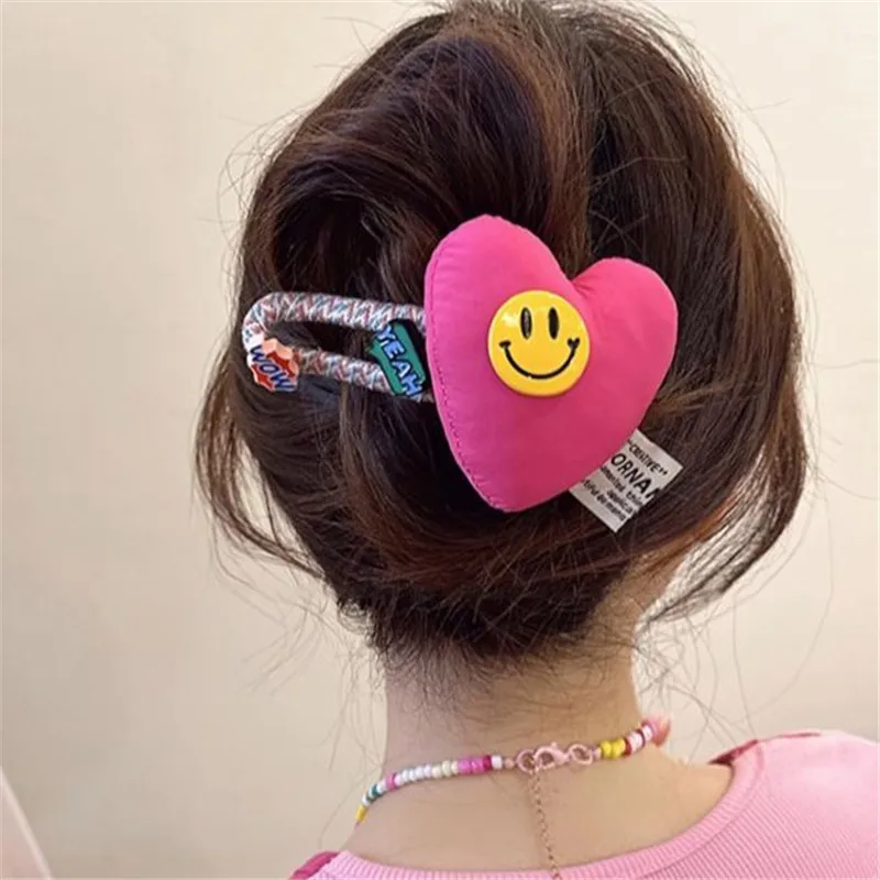 Accesorios para el cabello de moda para mujer, horquilla de 11cm, cara sonriente, pinzas para el cabello, tocado de flores lindas, tocado grande de