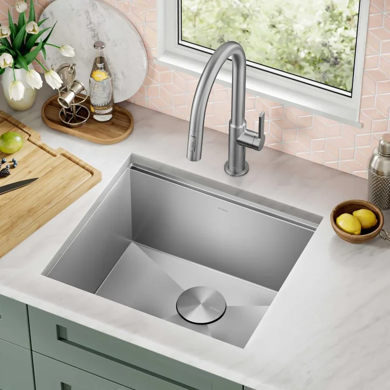 

Kore Undermount Workstation Stainless Steel Double Bowl Stainless Steel Kitchen Sink with Accessories