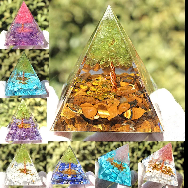 Foreign trade new products: crystal tree, crystal gravel pyramid, household resin dripping handicrafts, desktop office ornaments