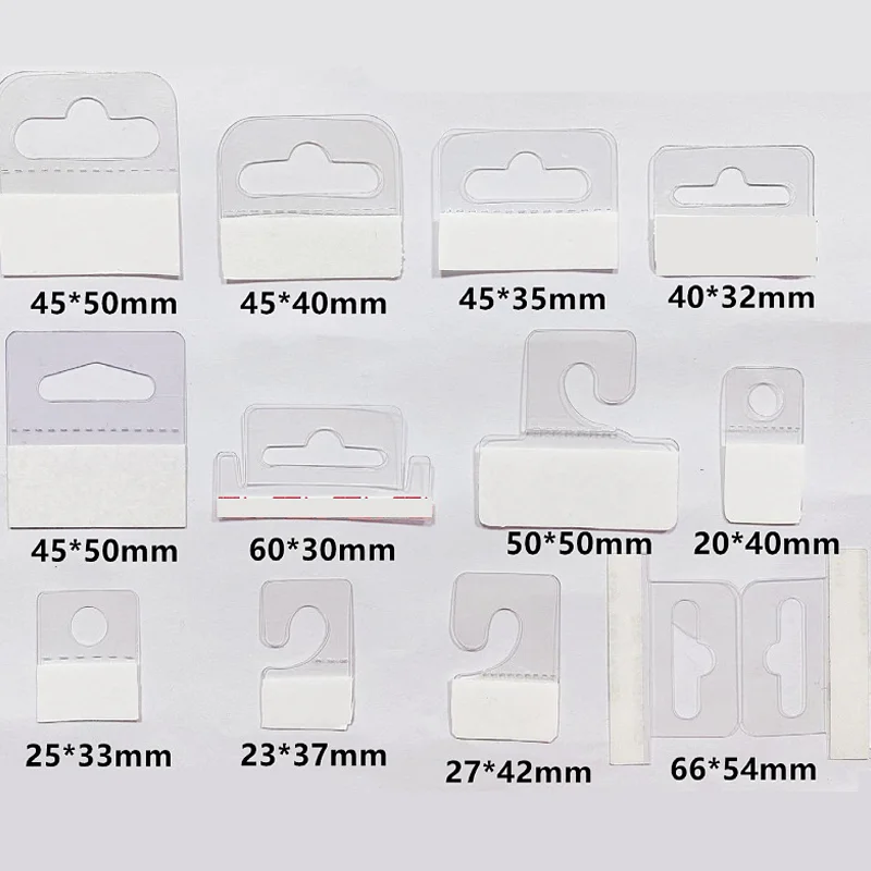 100pcs PVC Slot Hole Adhesive Hang Tags Hook Merchandise Box Bag Hangers Display PVC Aircraft Hole Hook