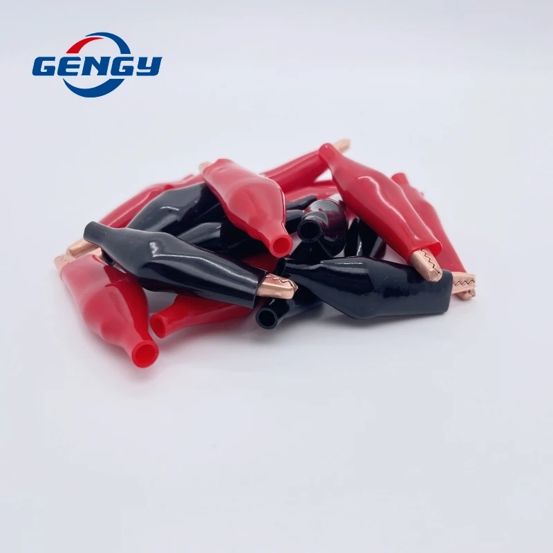 10 Pcs Crocodile Electrical Clamp 28mm 35mm 45mm Copper Alligator Clip Testing Probe Mini Meter Clip Black Red With Soft Plastic