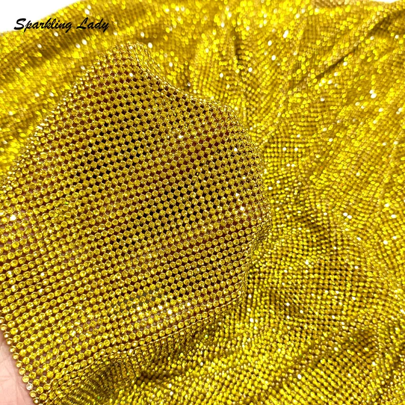 

Luxury Metal Rhinestone Sheets Crystal Mesh Fabric Rolls for DIY Decoration Sticker Car Tablet Phone Decor