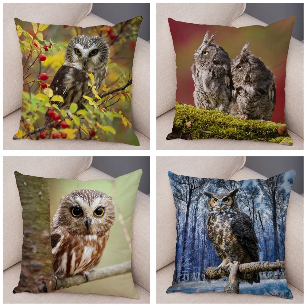 Cute Animal Pillowcase  Sofa Home Children\'s Room Wild Owl Cushion Cover Decoration