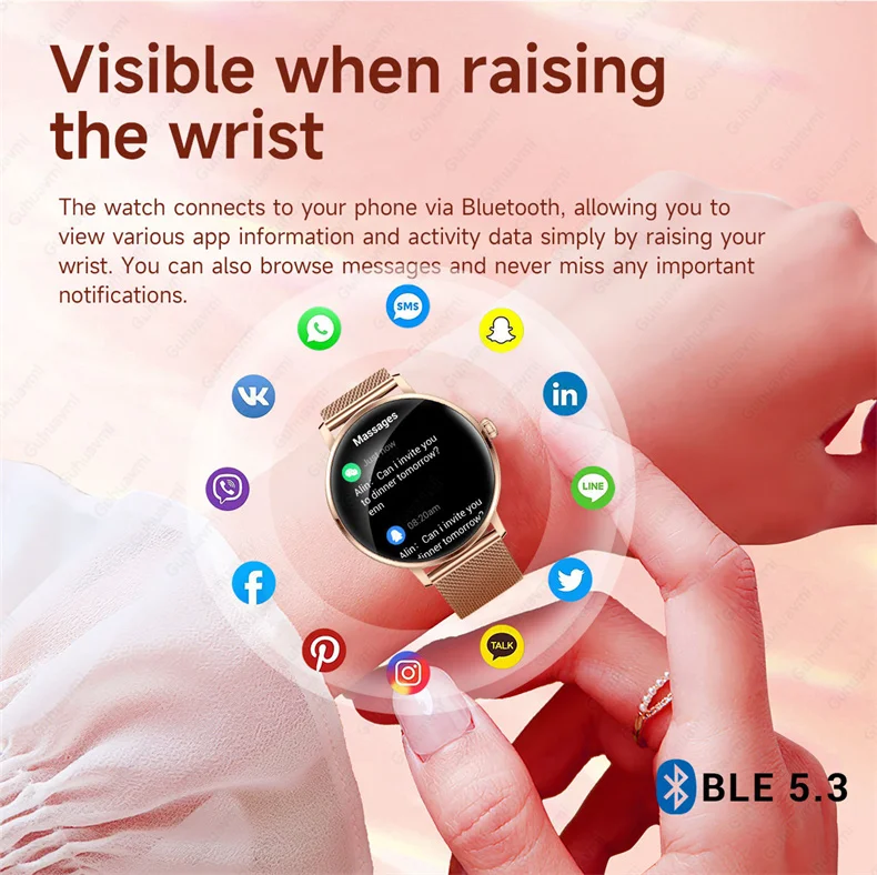 Neue 1,19" Ultra-Dünne Damen Smartwatch in Rosa mit Bluetooth-Anruffunktion, Anpassbaren Zifferblättern, Herzfrequenz- und Schlafüberwachung, Sportfunktionen und Uhrwerk – Detail 13