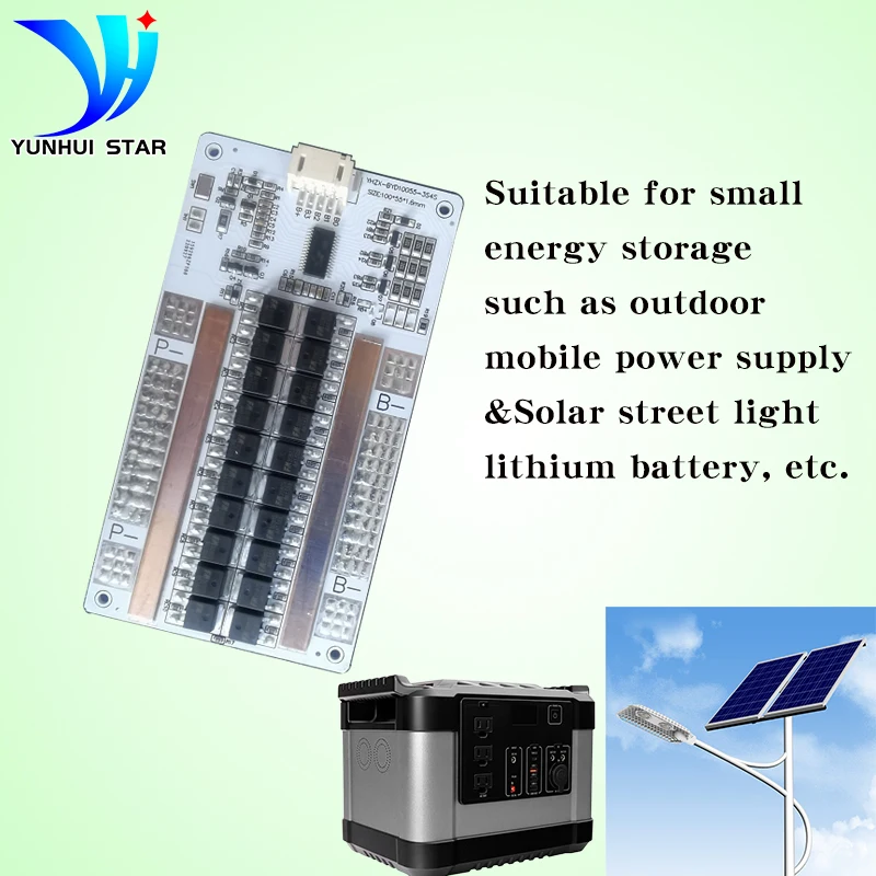 YUNHUI STAR 3S 12V BMS 60A Lithium Battery Protection Board with Auto Balancing Function Short-Circuit Protection and free cable