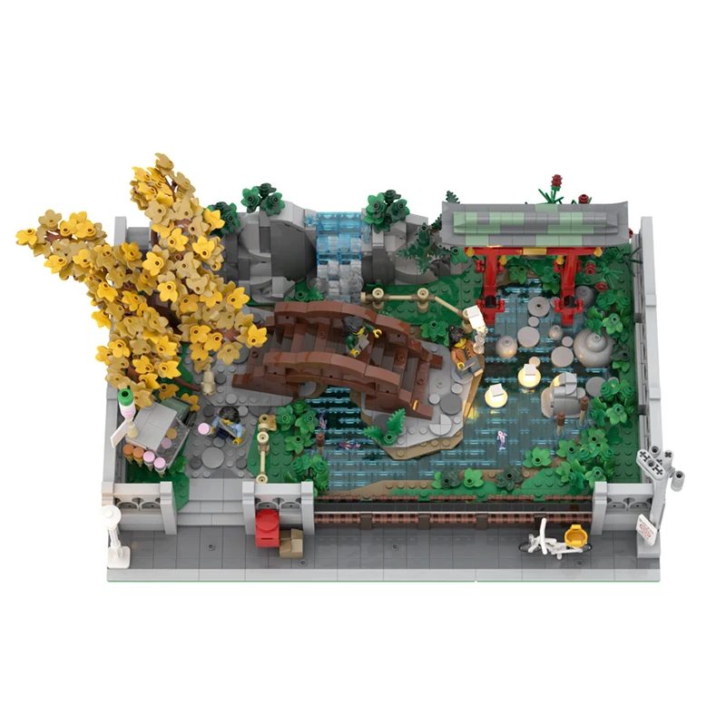 MOC klocki Torii Gate Gardens architektura modułowy model cegły prezent urodzinowy zabawka dla dzieci prezent seria Street View