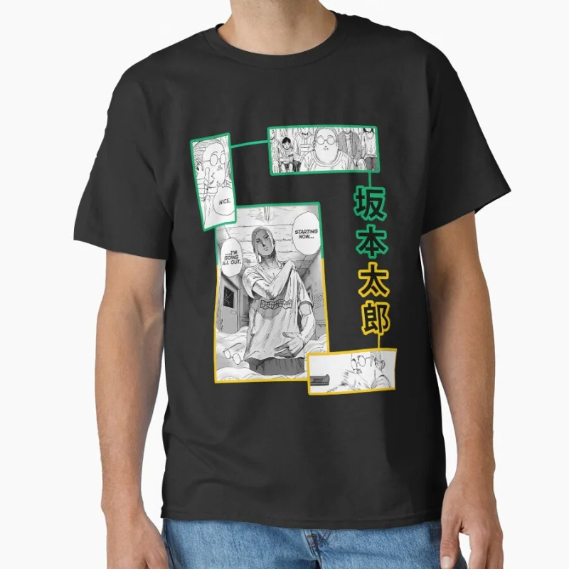 

80s Manga taro Sakamoto Days Anime t shirt for men Large size Tops S-6XL 100% cotton mens Clothes