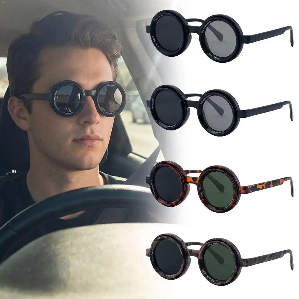 

Adjustable Dimming Sunglasses For Men Round Polarized Glasses Tortoise Frame For Outdoor Fishing Driving UV400 Shades Glasses