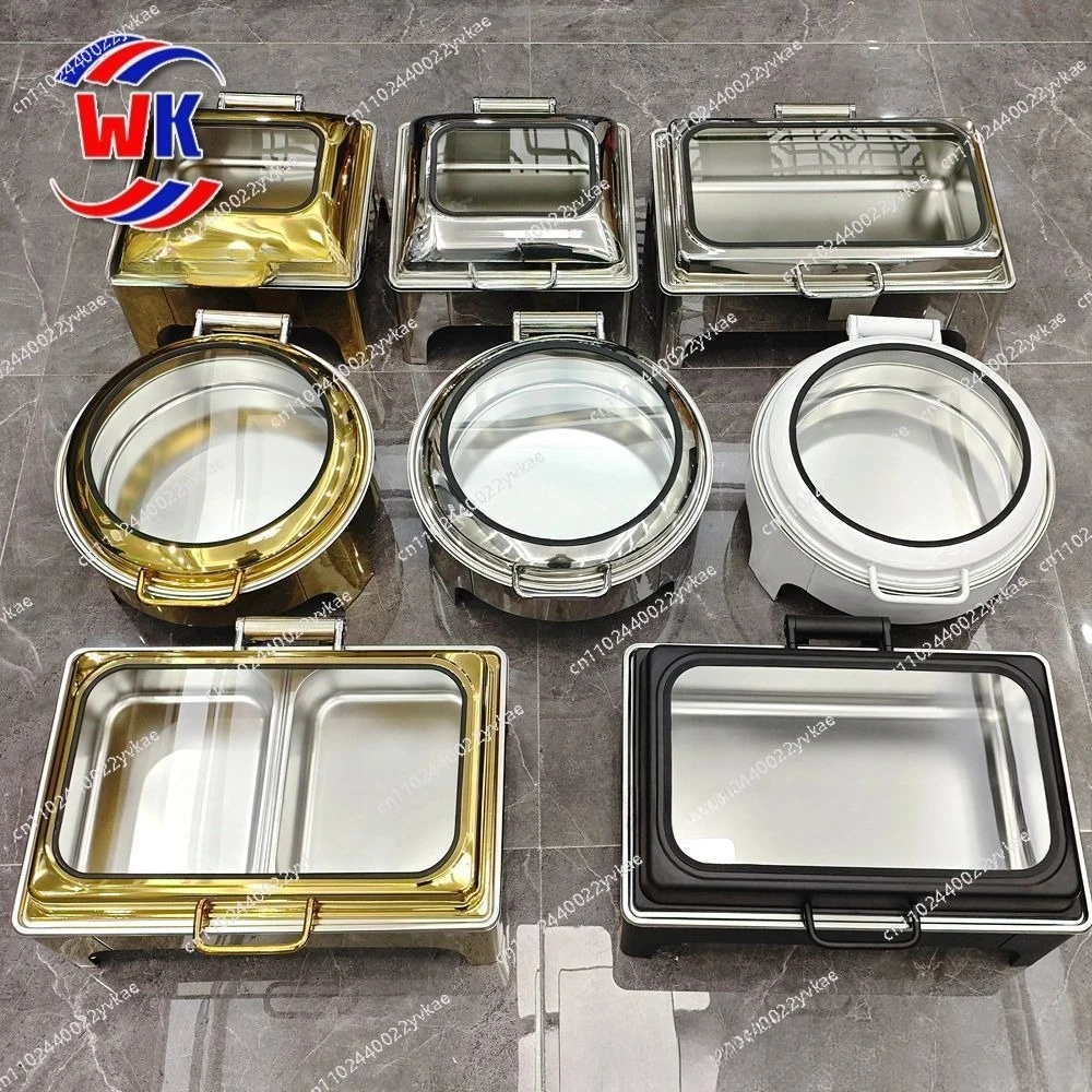 

Stainless steel hydraulic rectangular dining stove large glass black white heating and insulation hotel buffet stove