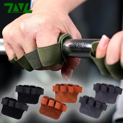 1 Pair Cowhide Leather Gym Fitness Gloves Grips Anti-Skid Weight Lifting Guard Gloves Pads Dumbbell Pull Up Grip Palm Protection