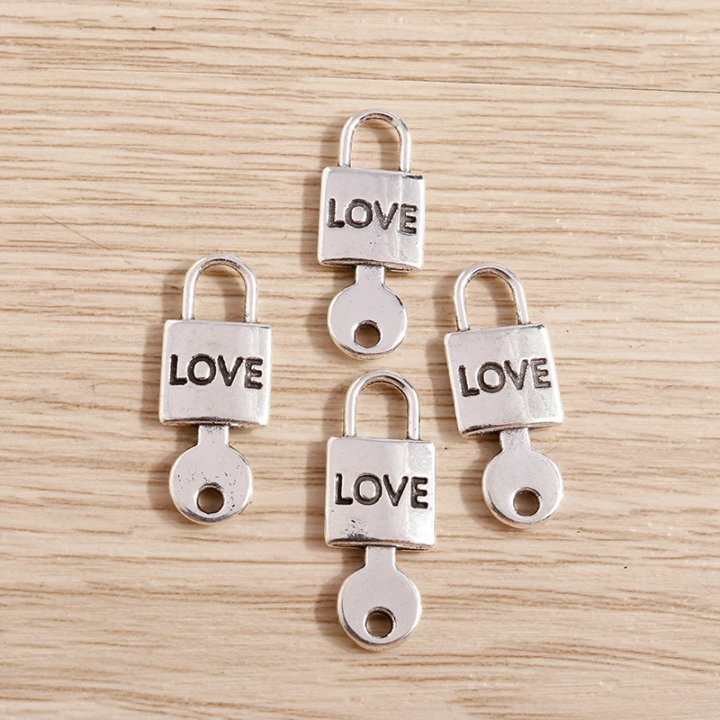 Tusember 20Pcs Gold Silver Color Metal Padlock Key Charms For DIY Key Pendant Necklaces Earring Handmade Jewelry Making Findings