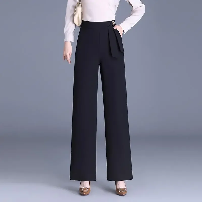 2025 Autumn New High-waist Dance Pants Ballroom Straight Casual Long Wide-leg Pants Women's Pants