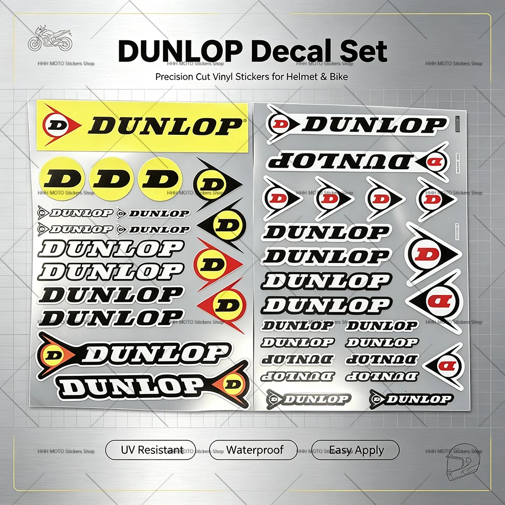 2-conjuntos-de-adesivos-de-vinil-a-prova-d'agua-dunlop-race-series-decalques-autoadesivos-para-decoracao-de-carroceria-de-motocicletas-carros-bicicletas-e-locomotivas