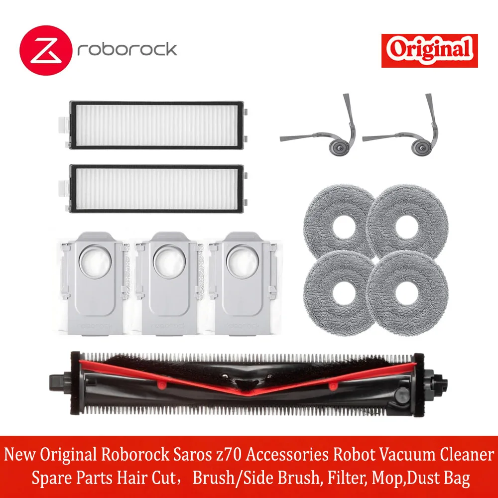 

New Original Roborock Saros z70 Accessories Robot Vacuum Cleaner Spare Parts Hair Cut，Brush/Side Brush, Filter, Mop,Dust Bag