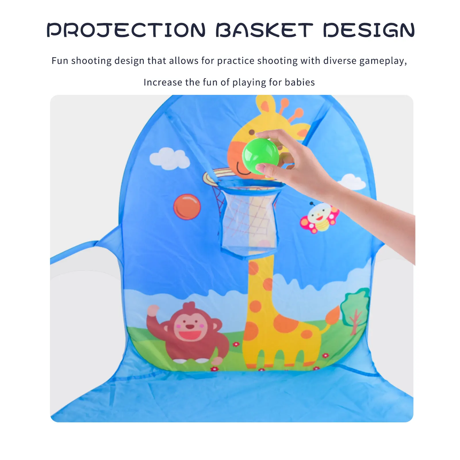 Children'S Giraffe Ocean Ball Pool Fence Tent Convenient Folding Indoor Playhouse Toy Pool Bobo Pool Throwing Basketball Pool