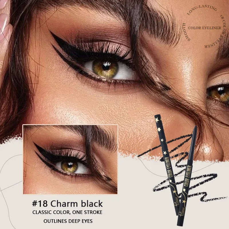 Pudaier 18 Kleur Precieze Microfine Extreme Dimensie Eyeliner Gel Potlood Vegen Zweetbestendig Langdurige Eyleliner Pen Make-Up