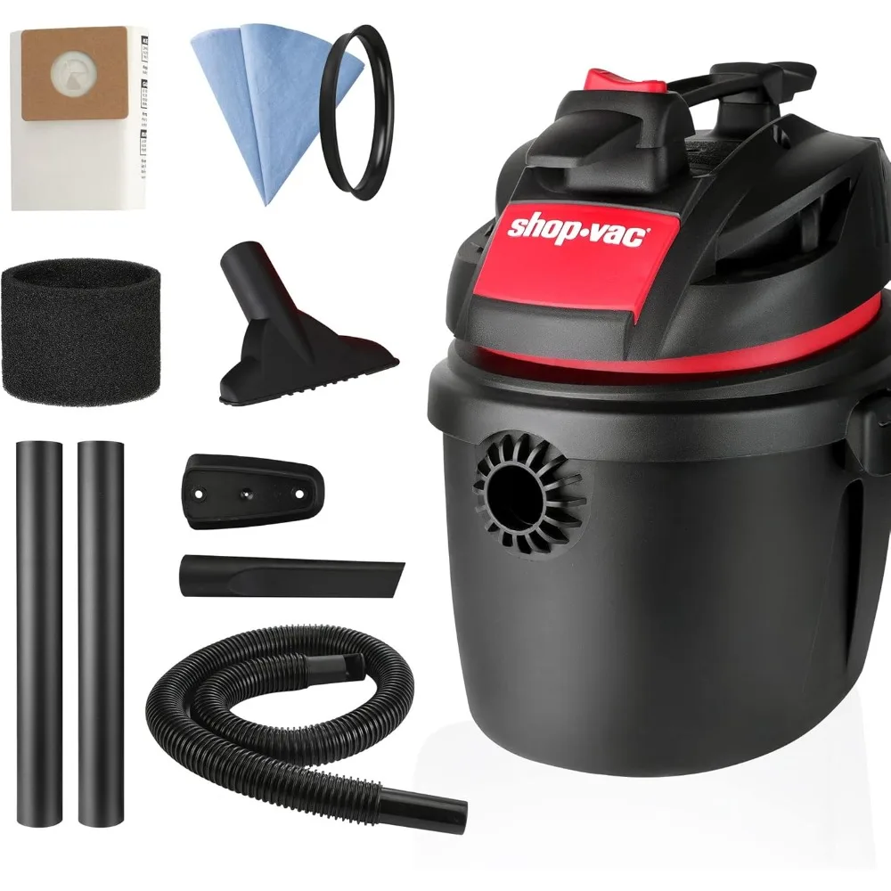 Vacuum Cleaner 2.5 Gallon 2.5 Peak HP Wet/Dry Vacuum, Portable Shop Vacuum with Wall Bracket & Multifunctional Attachments