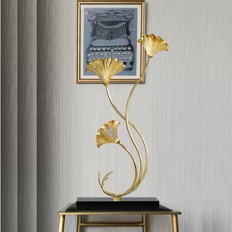 Pure copper ginkgo biloba creative ornament living room TV cabinet coffee table entrance wine cabinet Nordic decoration