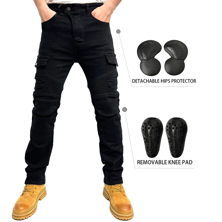 

Motorcycle Black Blue Green Pants Motorbike Riding Denim Moto Jeans Biker Motocross Trousers With CE Removable Armored For Men