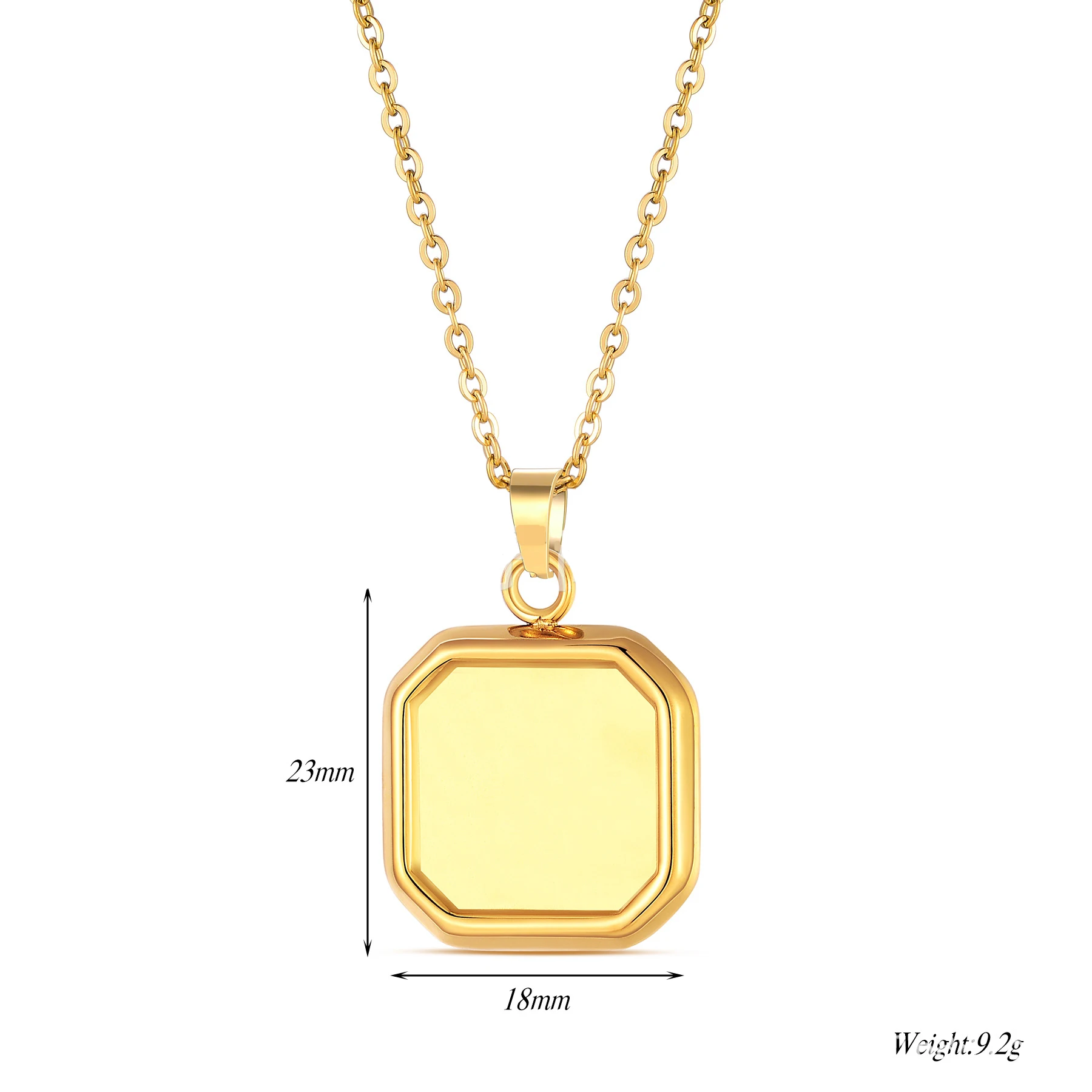 Custom Photo Sqaure Shape Pendant Stainless Steel Necklace Personalized Picture Words Choker Accessory