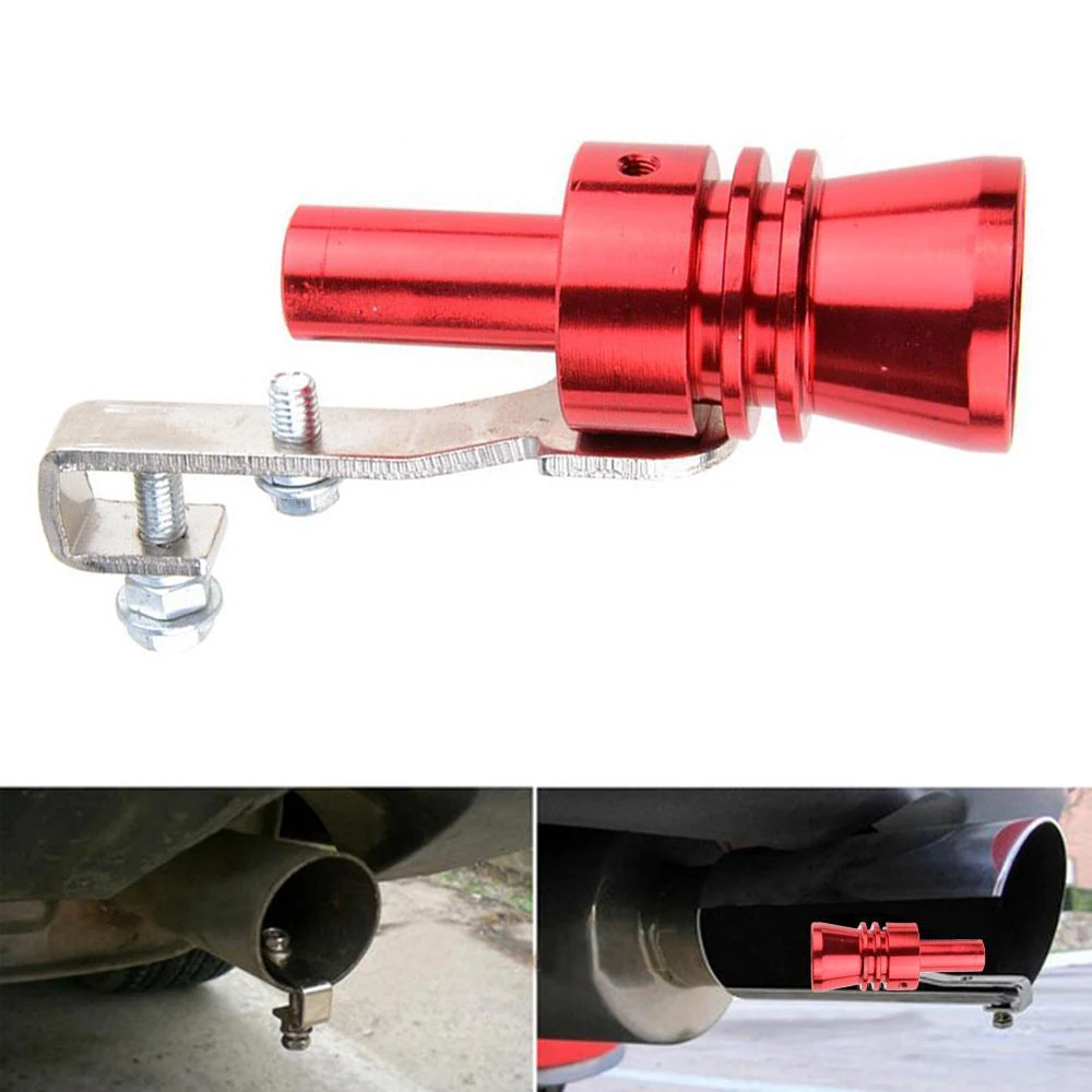 Universal Car Turbo Sound Simulator Whistle Red Aluminum Exhaust Pipe Muffler Silencer Tuning Parts Car Exterior Accessories