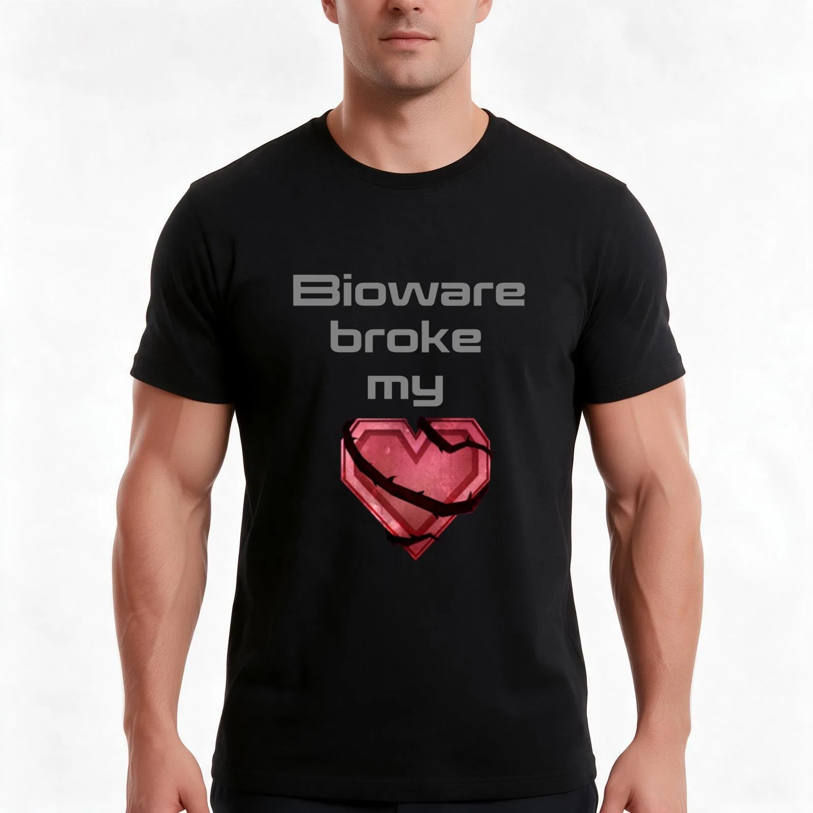 bioware broke my heart T-Shirt Summer Casual Cotton Tee Oversized Streetwear Tops Vintage Graphic Print Unisex Men Women