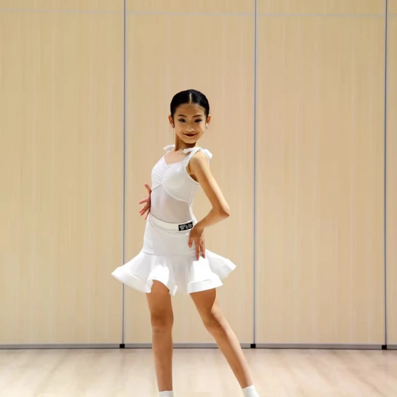 Zomer nieuwe stijl Latin dans oefen- en prestatiekostuums voor kinderen, meisjes en Latin danskostuums voor kinderen