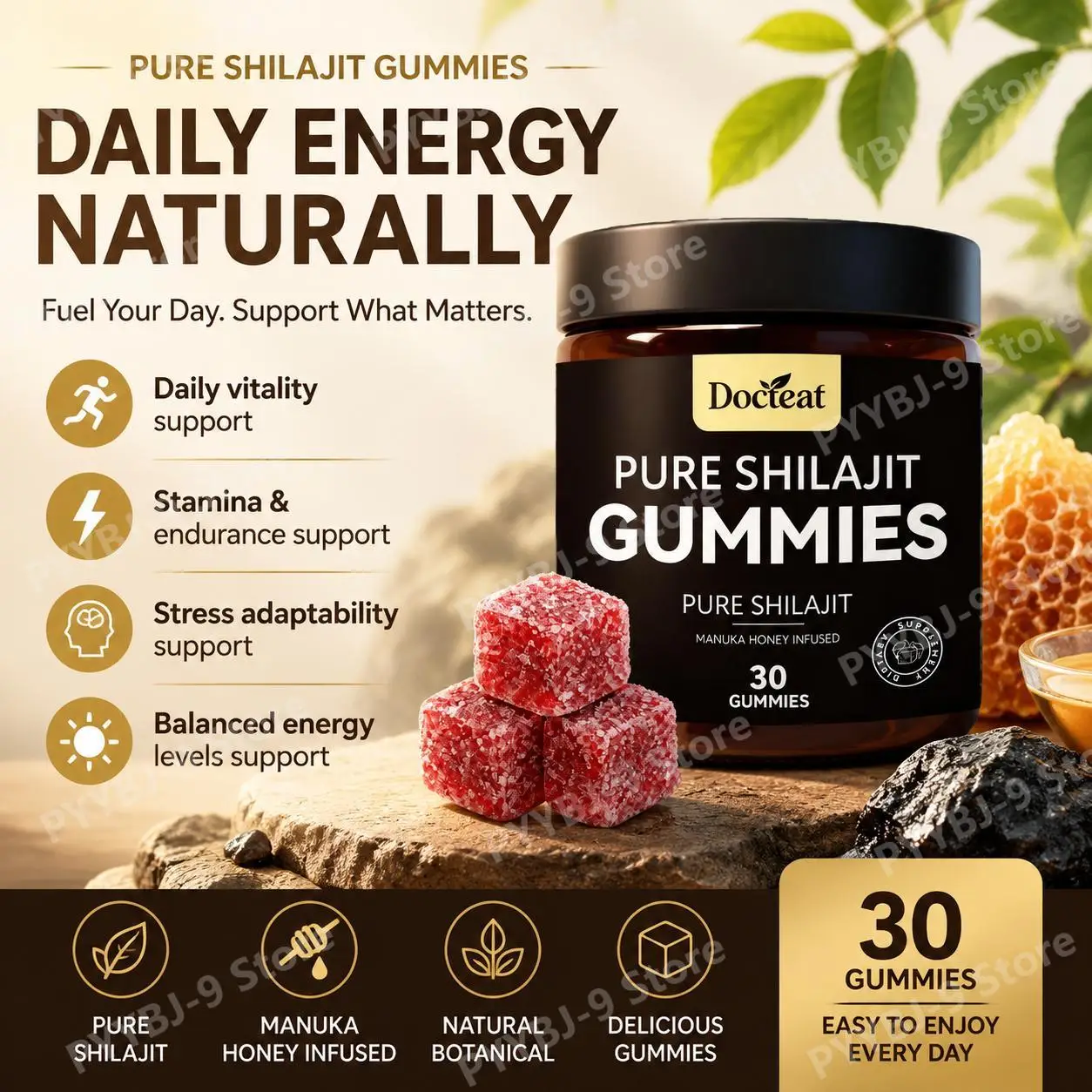 Docteat Docteat Pure Shilajit Gummies with Manuka Honey Ashwagandha and Gokshura for Stress Adaptability and Balanced Energy, 30 Gummies - Aliexpress Deal
