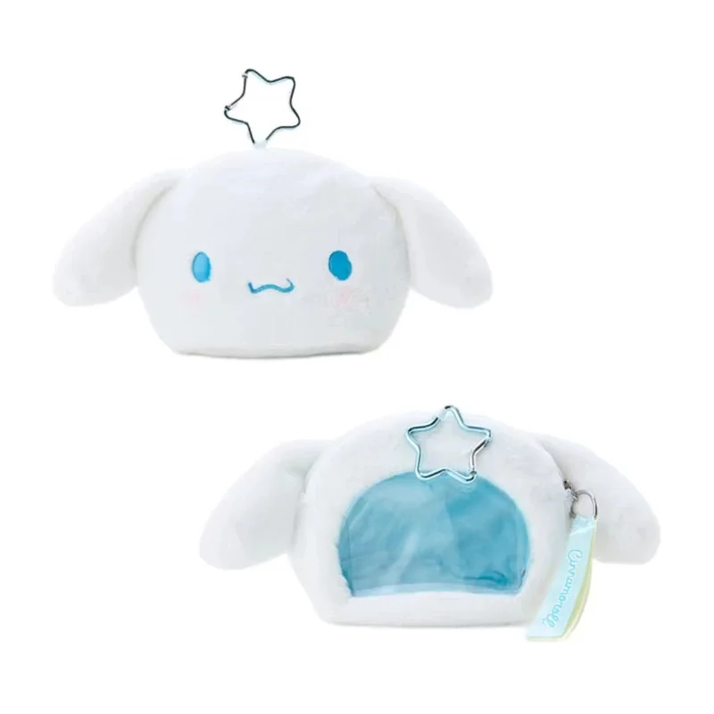 Anime Hello Kitty Cinnamoroll My Melody Kuromi Transparent Embroidered Plush Coin Purse Keychain Kawaii Pendant Holiday Gift