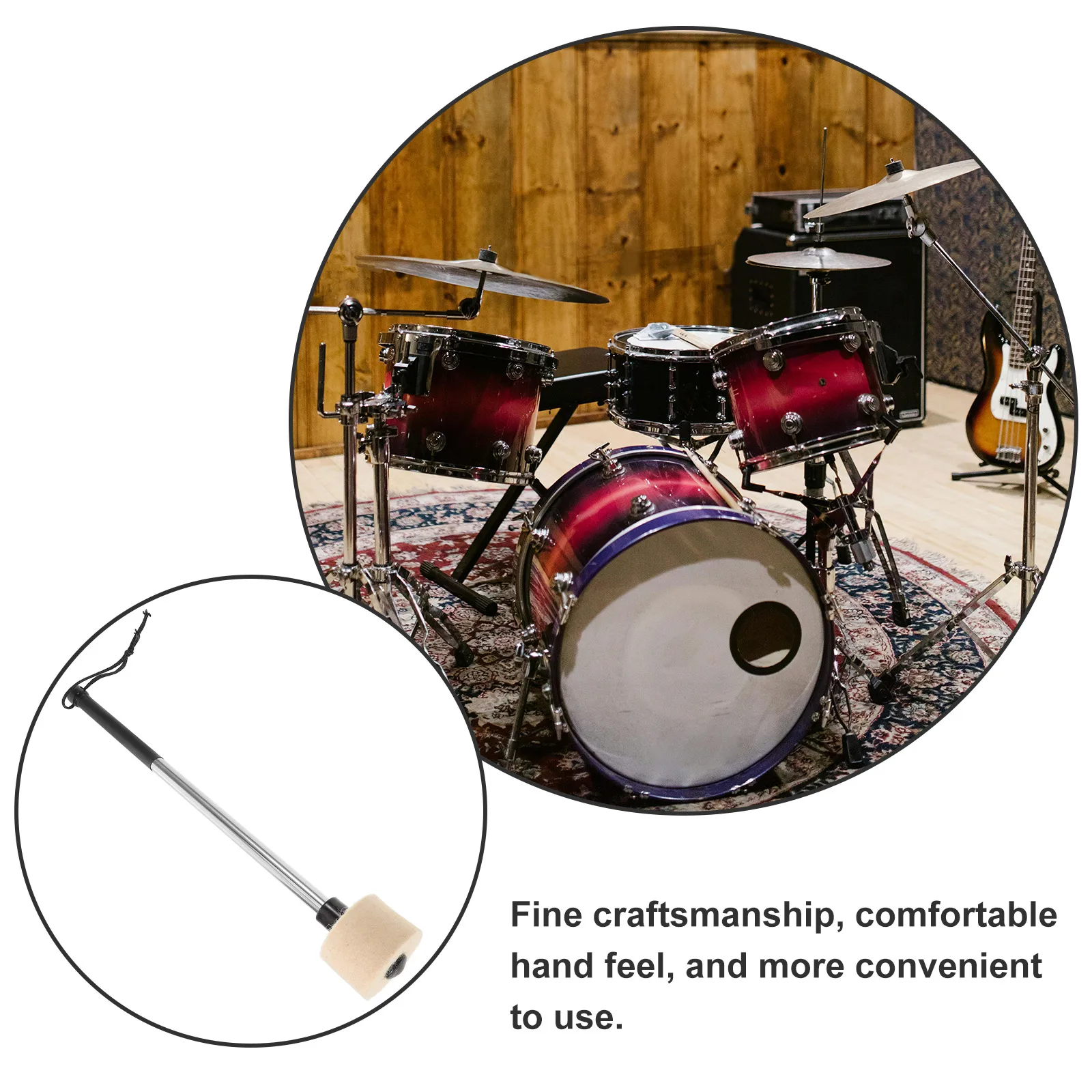 

Stainless Steel Snare Hammer Percussion Instrument Drum Mallets Soft Marching Kit Accessories Professional