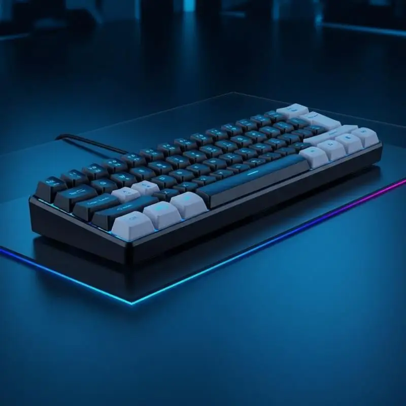 New New Portable Wired Mini Mechanical Keyboard K61 Mini Keyboard Wired 61 Keys Phantom RGB,Black White Red Red/Blue Switch