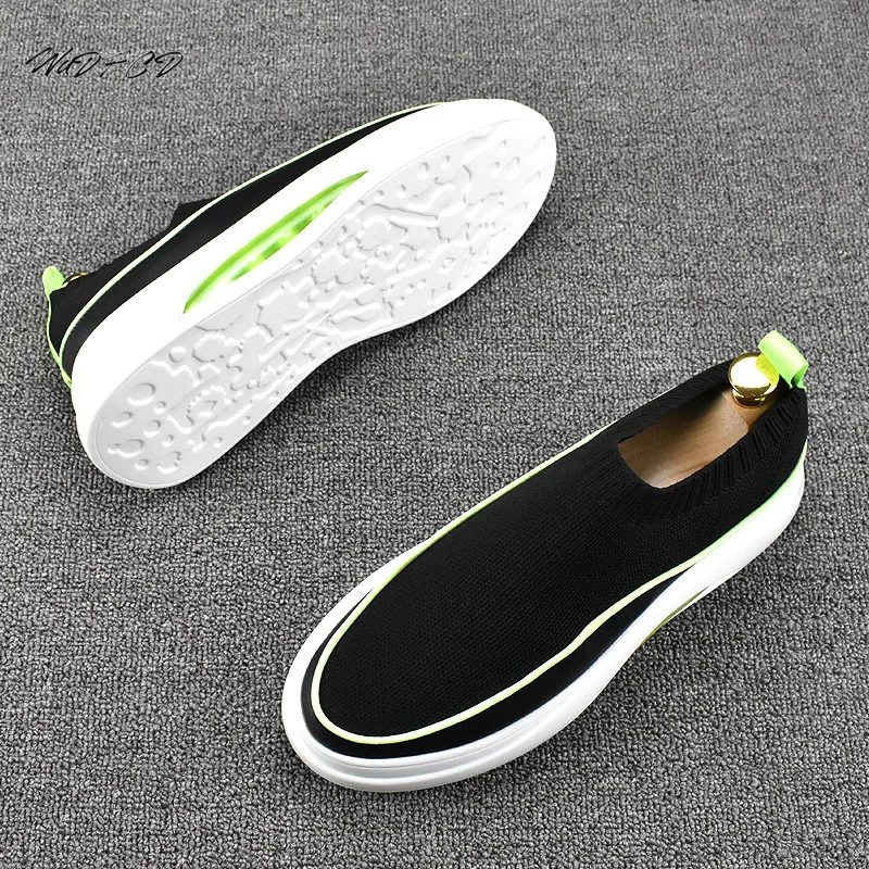 Loafers Men Sneakers Casual Fashion Casual Leather Mesh/Canvas Breathable Height Increased Flat Platform Air Cushion Board Shoes