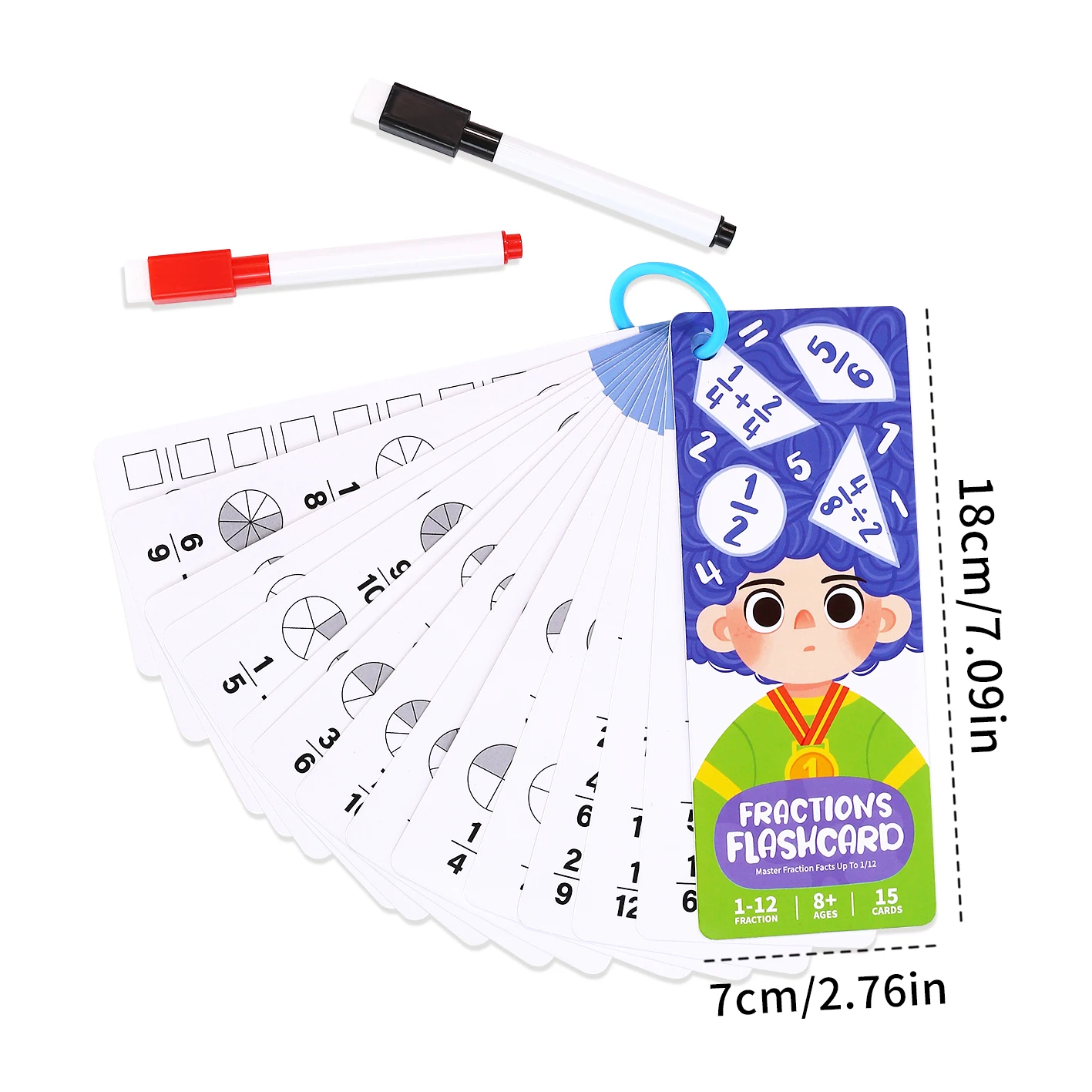 Fraction Learning Flashcards for Primary School Kids Addition Subtraction Multiplication Division Math Educational Toy