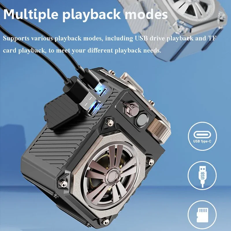 مكبر صوت بخاصية البلوتوث صغير محمول مضخم صوت سوبر باس TF بطاقة إدراج مشغل موسيقى رائع Ipx5 صندوق صوت لاسلكي مقاوم للماء