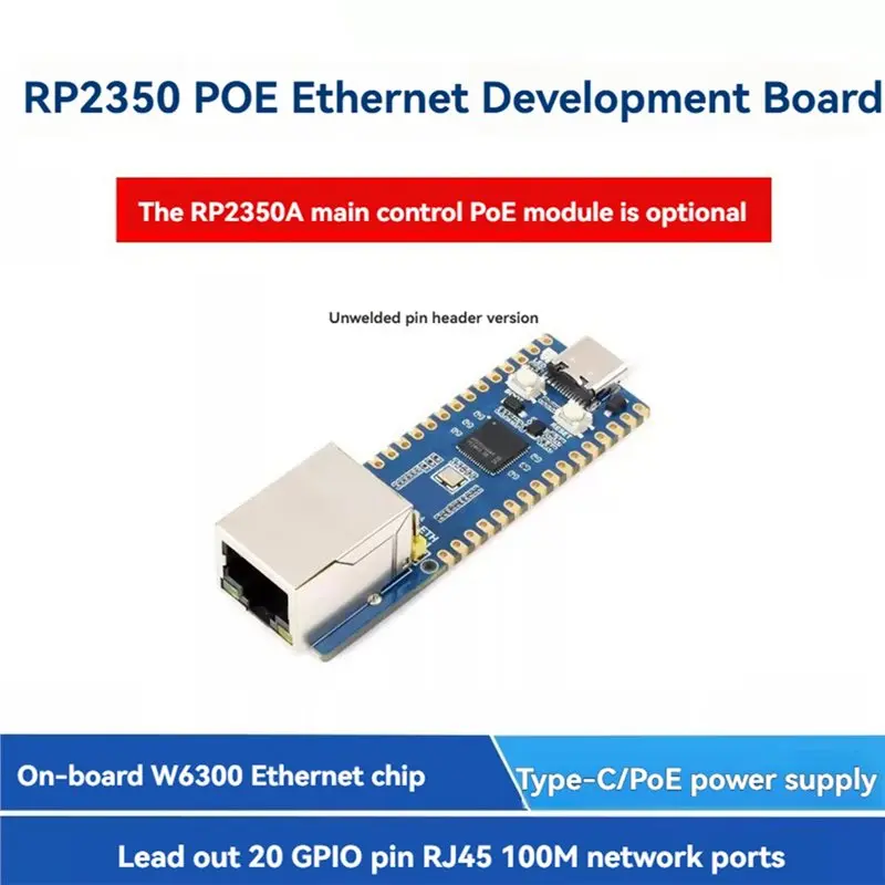 For Raspberry Pi Pico RP2350A Development Board POE-ETH Dual-Core Dual-Architecture Featuring W6300 Chip Supports Poe Module