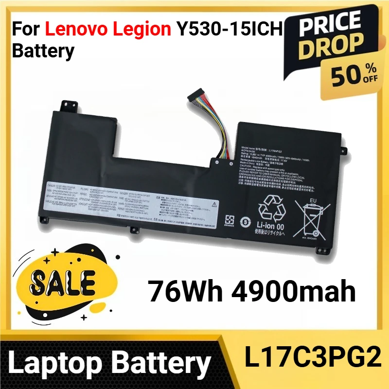 

L17C3PG2 76Wh 4900mah For Lenovo Legion Y530-15ICH Battery for Y540-15IRH 17IRH Y730 Y740 Y7000 Y7000P series