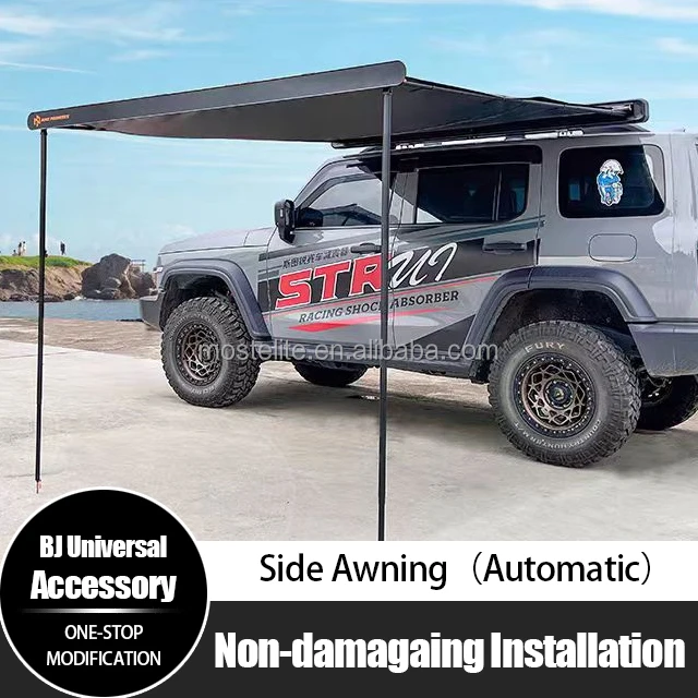 High Quality 2m*2.5m Automatic Retractable Off-road Vehicle Side Awning For Baic Beijing BJ40 BJ60 BJ80