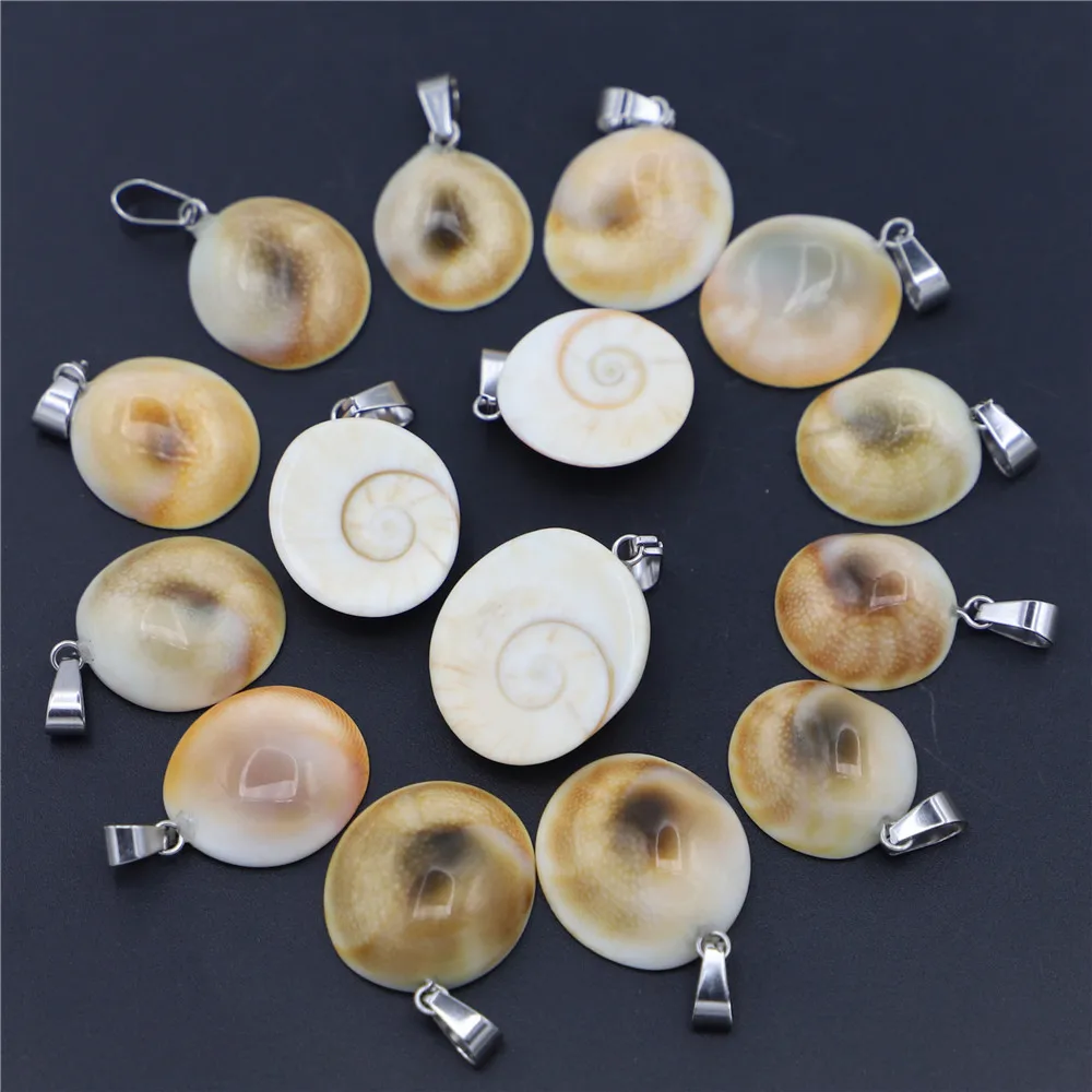 New Natural Stone Conch Shell Pendants Charms High Quality Spiritual Animal Jewelry Accessories 25Pcs Free Shipping Wholesale