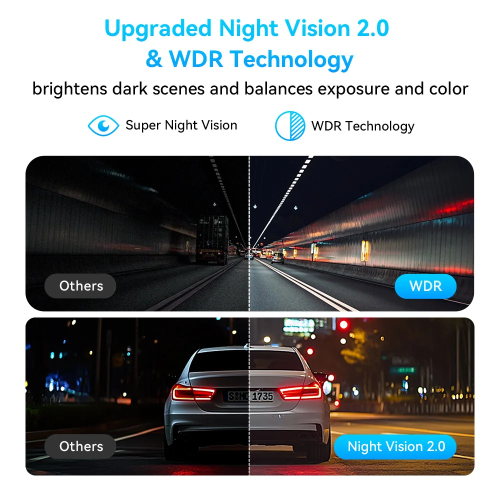 كاميرا DDPAI MINI Pro 1440P Dash WiFi DVR 121 °   FOV للرؤية الليلية التحكم الصوتي الذكي يدعم شاشة ركن السيارة 24 ساعة