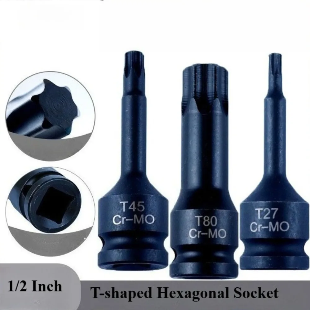 1/2 Inch Hexagonal Drive Impact Torx Star Screwdriver Bit Socket Adapter Impact Wrench Auto Repairing Tool Accessories