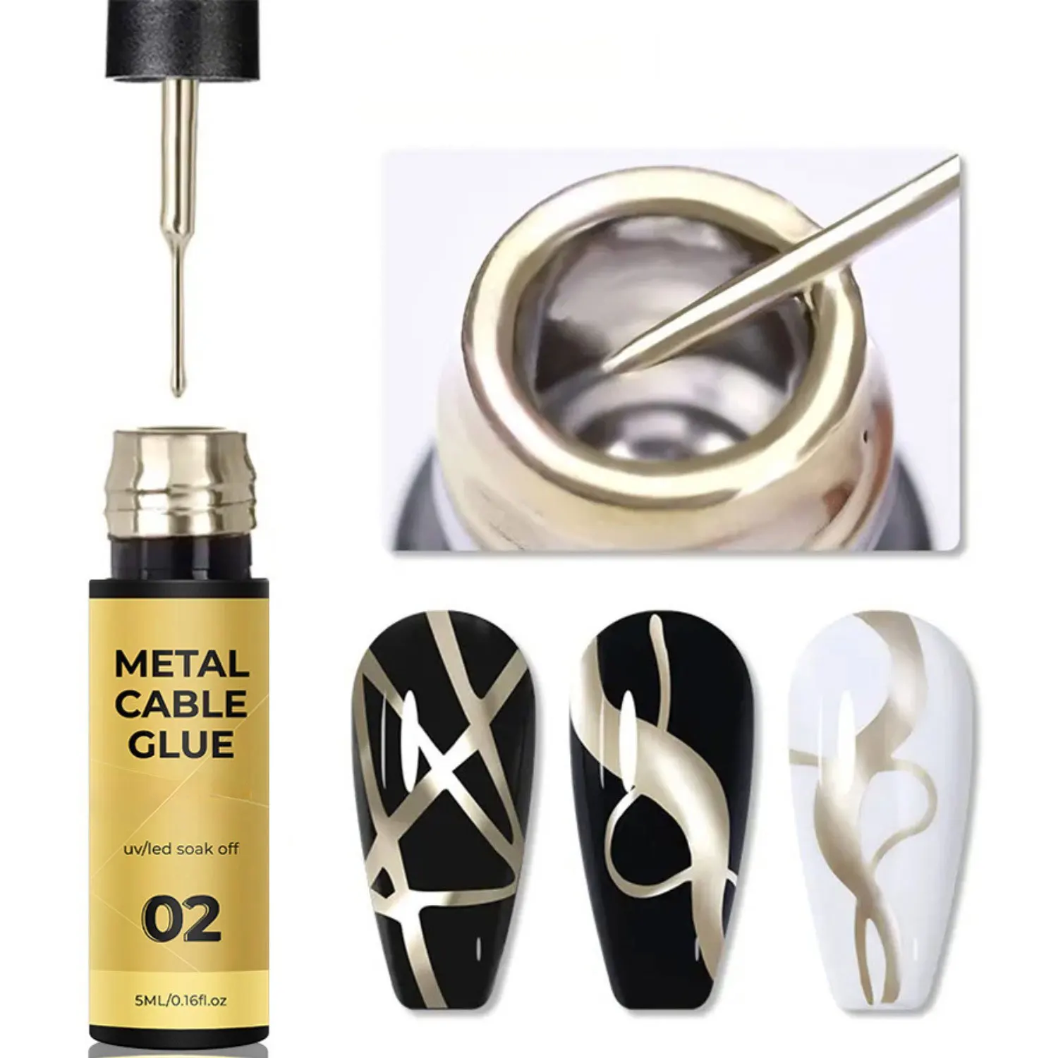 جل معدني ذهبي تأثير مرآة جل طلاء أظافر فرنسي خط فني للأظافر/زهرة اللوحة هلام بريق الأشعة فوق البنفسجية هلام مسمار نقع قبالة