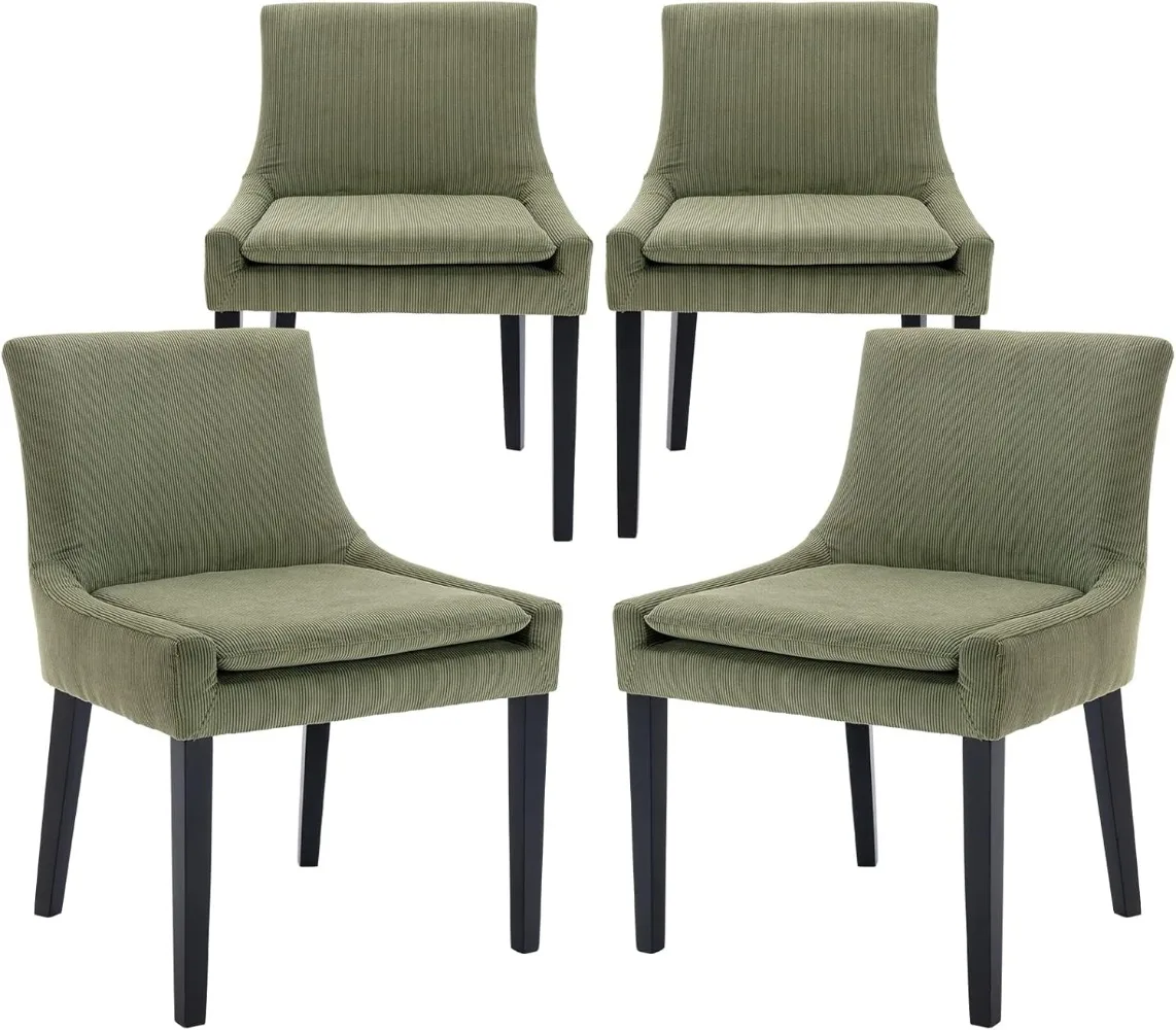 

Modern Dining Chairs Set of 4, Upholstered Corduroy Accent Side Chairs with Mid Back and Wood Legs for Living Room/Dining Room