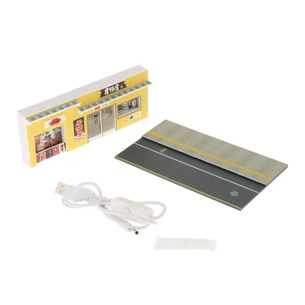 Models Scenery LED Illuminated Japanese Street Parking Lot for 1 64 Scale Miniature Car Display Collectors