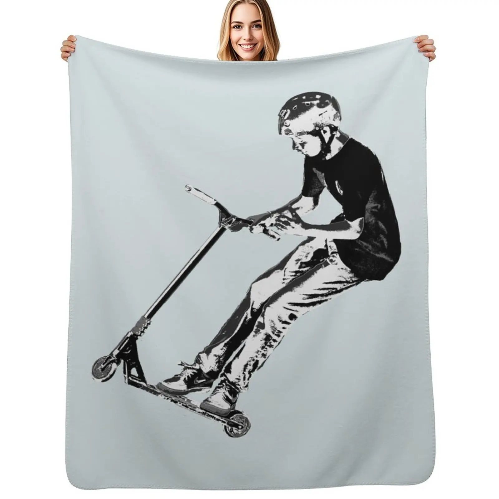 

Mid-Air Turn - Stunt Scooter Move Throw Blanket No Pilling Soft Warm Blanket for Bed
