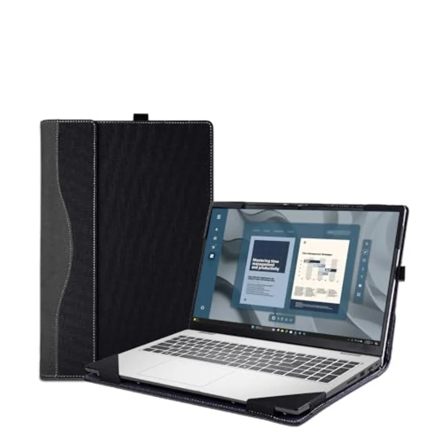 Laptop Case Cover for Dell Pro 16 Plus PB16250 PB16255 PC16255 PC16250 PU Leather Sleeve with Pen Holder Dark Grey Protective B