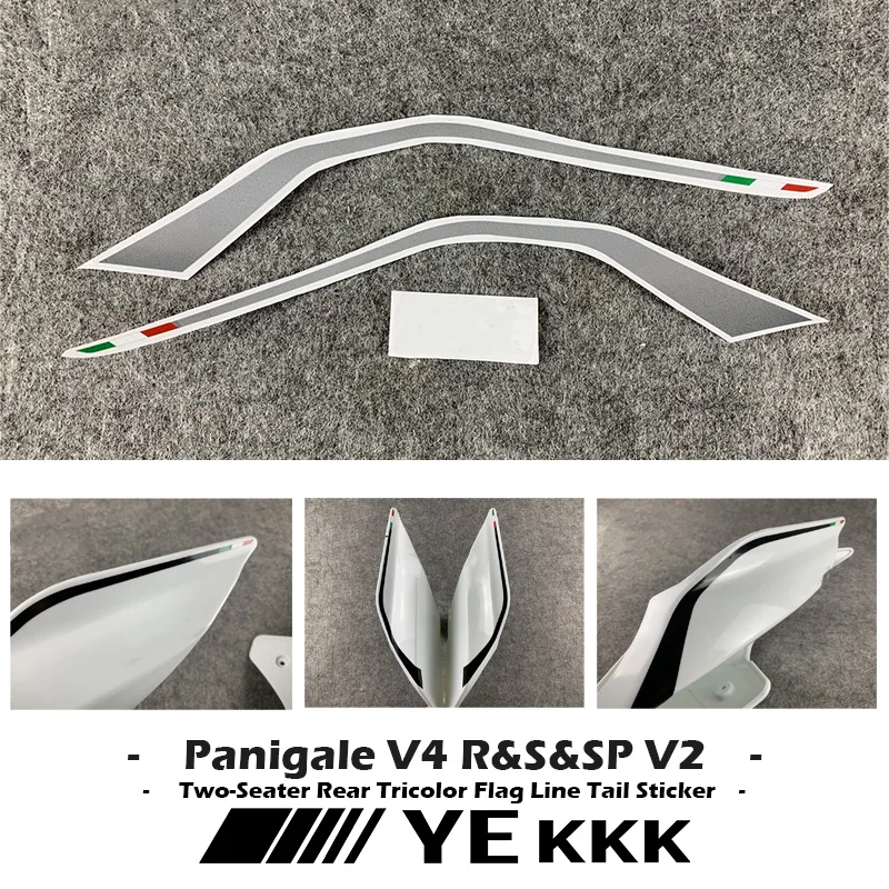 

V4 V4R V4S V4SP V2 Two-seater Rear Tricolor Line Shell Rear Sticker Decal For Ducati Panigale STREETFIGHTER V4 V4R V4S V4SP V2