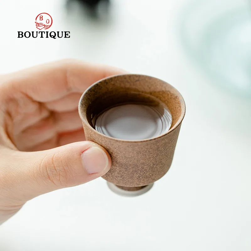 Pure Handmade Tea Cup Silver Old Rock Clay Ceramic Master Cup Home Teacup Chinese Pair Gift Jingdezhen Mate Teaware Cups Tool