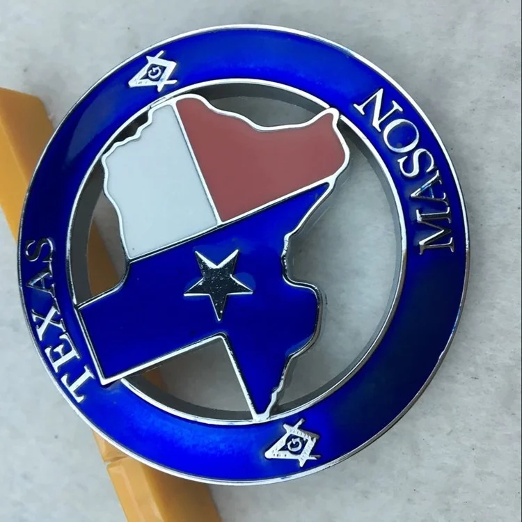 1pc 3D Alloy TEXAS MASON Pattern Masonic Stars Logo Emblem Badge Decal Car Sticker for F150 F250 Universal