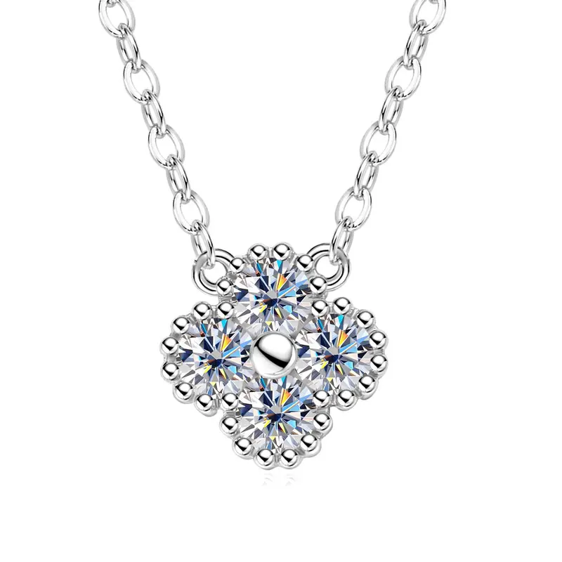 NONE RAPRGOLD Moissanit Diamant Klee Anhänger Halskette für Frauen S925 Sterling Silber Blume Halsketten Edlen Schmuck Geschenke Collares 7